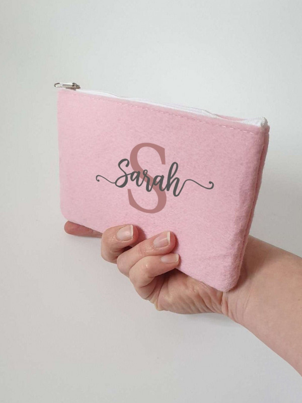 Kleine Schminktasche aus Filz 18x10 cm | Personalisiert | Kosmetiktasche mit Namen | Kulturtasche | Filz-Mäppchen | Geschenk | Beauty Bag – Bild 5