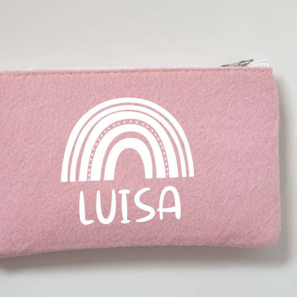 Kleine Schminktasche aus Filz 18x10 cm | Personalisiert | Kosmetiktasche mit Namen | Kulturtasche | Filz-Mäppchen | Geschenk | Beauty Bag