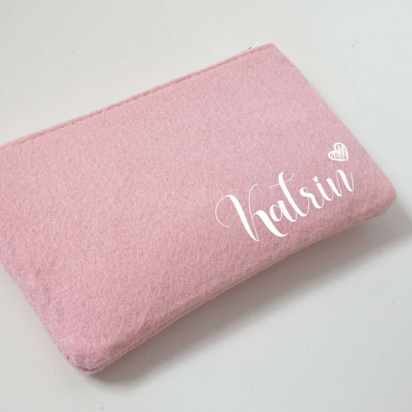 Kleine Schminktasche aus Filz 18x10 cm | Personalisiert | Kosmetiktasche mit Namen | Kulturtasche | Filz-Mäppchen | Geschenk | Beauty Bag