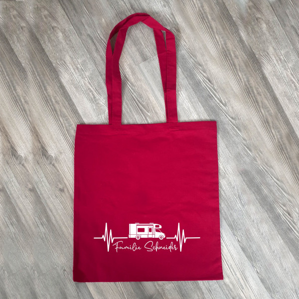 Personalisierte Baumwolltasche, Stoffbeutel, Tasche, 100% Baumwolle, Geschenk, Geschenkidee, Camping, Unterwegs, Herzschlag – Bild 2