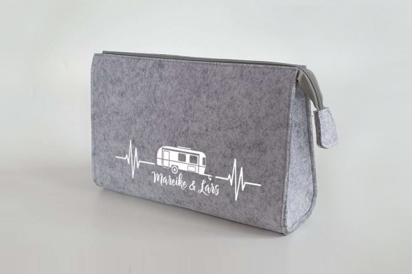 Wohnwagen Kulturtasche aus Filz 28x19x8 cm | Personalisiert | Kosmetiktasche mit Namen | Campingtasche | Camper | Geschenk | Beauty Bag – Bild 4
