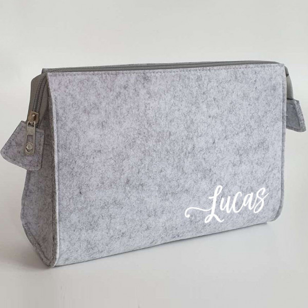 Personalisierte Kosmetiktasche aus Filz 28x19x8 cm | Kulturtasche | Schminktasche | Wickeltasche | Namen