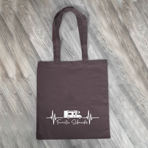 Personalisierte Baumwolltasche, Stoffbeutel, Tasche, 100% Baumwolle, Geschenk, Geschenkidee, Camping, Unterwegs, Herzschlag