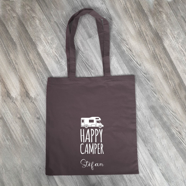 Personalisierte Baumwolltasche, Stoffbeutel, Tasche, 100% Baumwolle, Geschenk, Geschenkidee, Camping, Unterwegs, Happy Camper, Wohnmobil