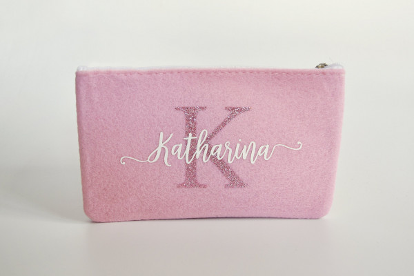 Kleine Schminktasche aus Filz 18x10 cm | Personalisiert | Kosmetiktasche mit Namen | Stifte Tasche | Filz-Mäppchen | Geschenk | Beauty Bag – Bild 2