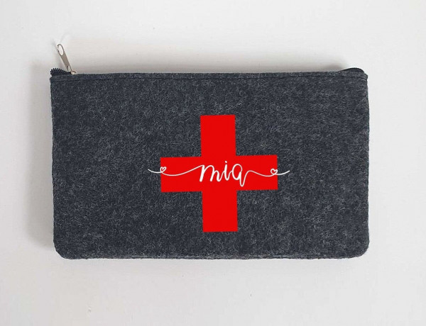 Kleine Erste Hilfe Tasche aus Filz 18x10 cm | Personalisiert mit Wunschtext | für Pflaster etc. | Filz-Notfall-Tasche | Geschenk – Bild 4