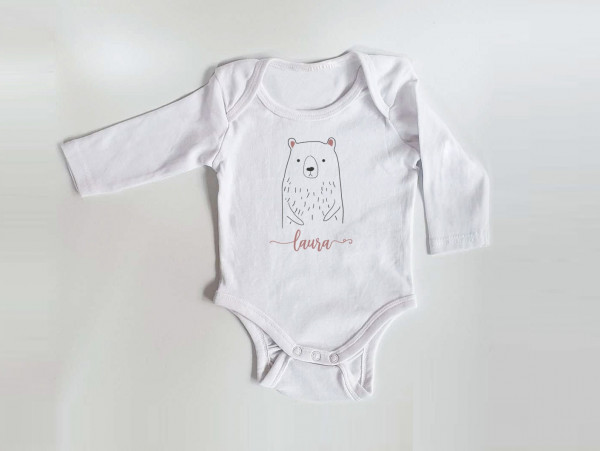 Personalisierter Body mit langen Armen, Gr. 62,  100% Baumwolle, Organic Cotton, Geschenk, Geschenkidee zur Geburt, Zebra, Schaf, Panda, Bär – Bild 3