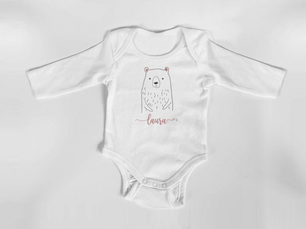 Personalisierter Body mit langen Armen, Gr. 62,  100% Baumwolle, Organic Cotton, Geschenk, Geschenkidee zur Geburt, Zebra, Schaf, Panda, Bär – Bild 2