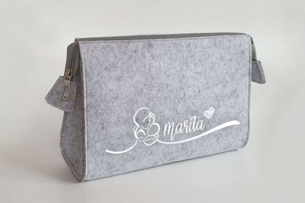 Personalisierte Kulturtasche aus Filz 28x19x8 cm | Kosmetiktasche mit Namen | Schminktasche | Geschenk | Beauty Bag | Wickeltasche – Bild 3