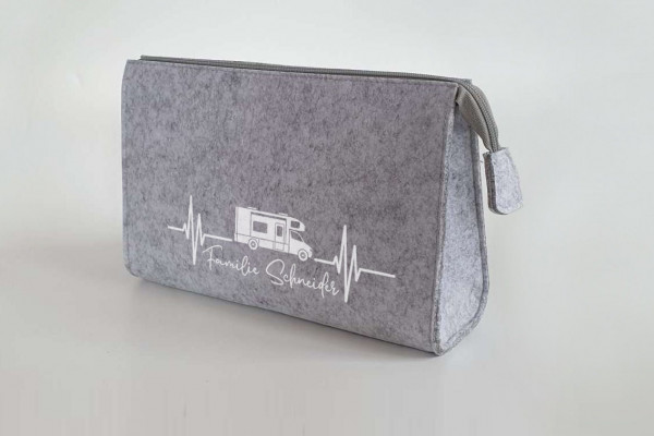 Wohnmobil Kulturtasche aus Filz 28x19x8 cm | Personalisiert | Kosmetiktasche mit Namen | Kulturtasche | Camping | Geschenk | Beauty Bag – Bild 5