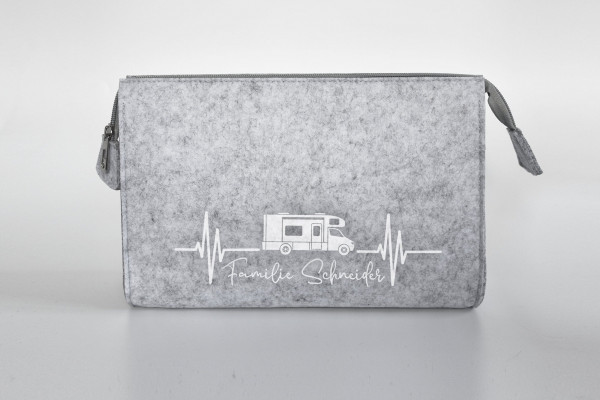 Wohnmobil Kulturtasche aus Filz 28x19x8 cm | Personalisiert | Kosmetiktasche mit Namen | Kulturtasche | Camping | Geschenk | Beauty Bag – Bild 4