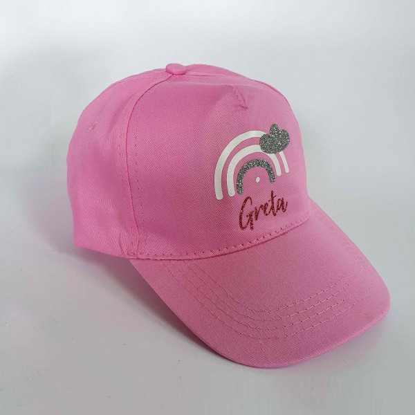 Kinder Cap personalisiert | Basecap | Baseballcap | Cappy | Rosa Mütze mit Namen | Glitzer | Regenbogen – Bild 3