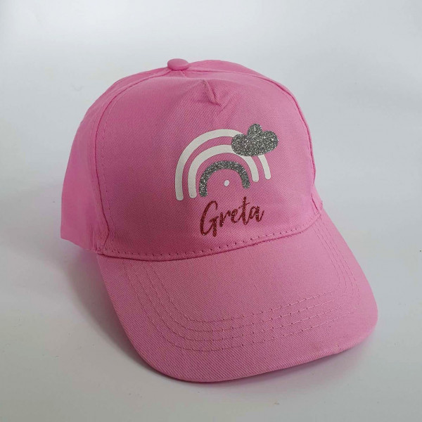 Kinder Cap personalisiert | Basecap | Baseballcap | Cappy | Rosa Mütze mit Namen | Glitzer | Regenbogen – Bild 4
