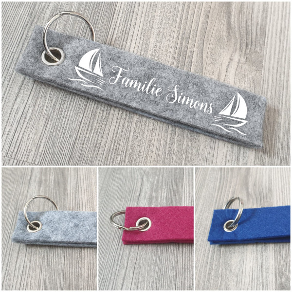 Segelboot Schlüsselanhänger personalisiert mit Wunschtext, Segeln, Anhänger mit Text, Schlüsselanhänger, Geschenkidee, Boot
