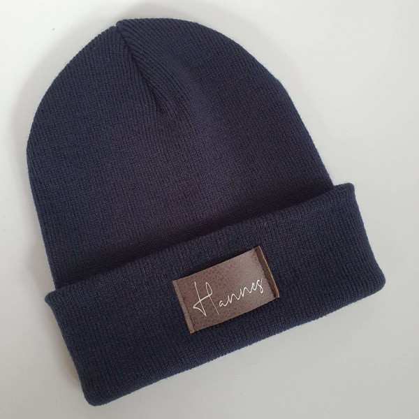Kinder Mütze personalisiert | Hipster Beanie | Mütze | Wintermütze | Blaue Mütze mit Namen | Herbst – Bild 2