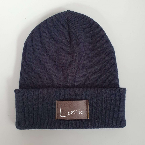 Kinder Mütze personalisiert | Hipster Beanie | Mütze | Wintermütze | Blaue Mütze mit Namen | Herbst – Bild 3
