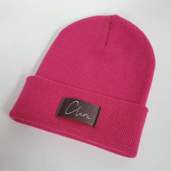Kinder Mütze personalisiert | Hipster Beanie | Mütze | Wintermütze | Pinke Mütze mit Namen | Herbst – Bild 2