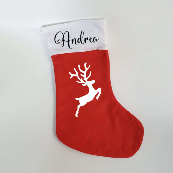 Weihnachtssocke mit Namen | Nikolaussocke | Nikolausstrumpf | Rentier | Hirsch | Weihnachten | Nikolaus | Personalisiert – Bild 2