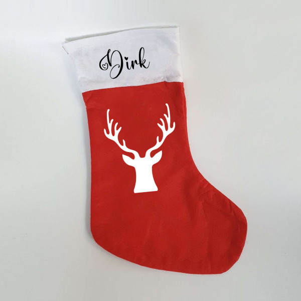 Weihnachtssocke mit Namen | Nikolaussocke | Nikolausstrumpf | Rentier | Hirsch | Weihnachten | Nikolaus | Personalisiert – Bild 3