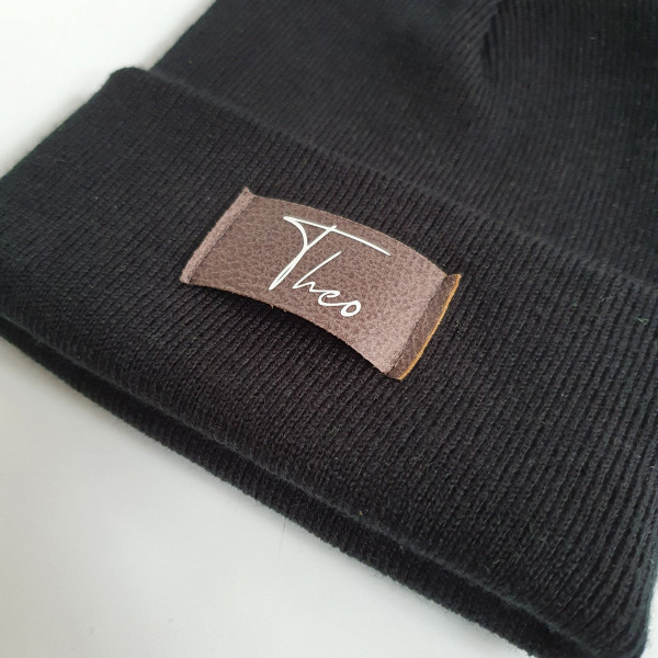 Schwarze Kinder Mütze personalisiert | Hipster Beanie | Mütze | Wintermütze | Mütze mit Namen | Herbst – Bild 2