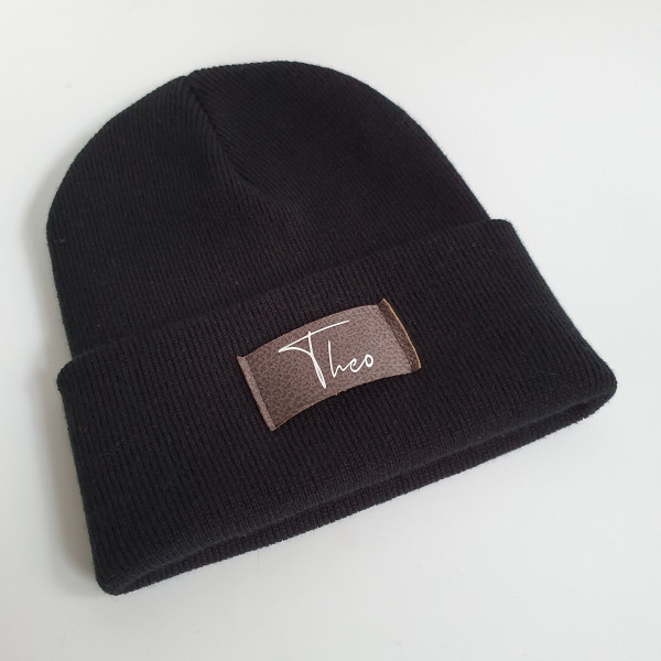 Schwarze Kinder Mütze personalisiert | Hipster Beanie | Mütze | Wintermütze | Mütze mit Namen | Herbst – Bild 4