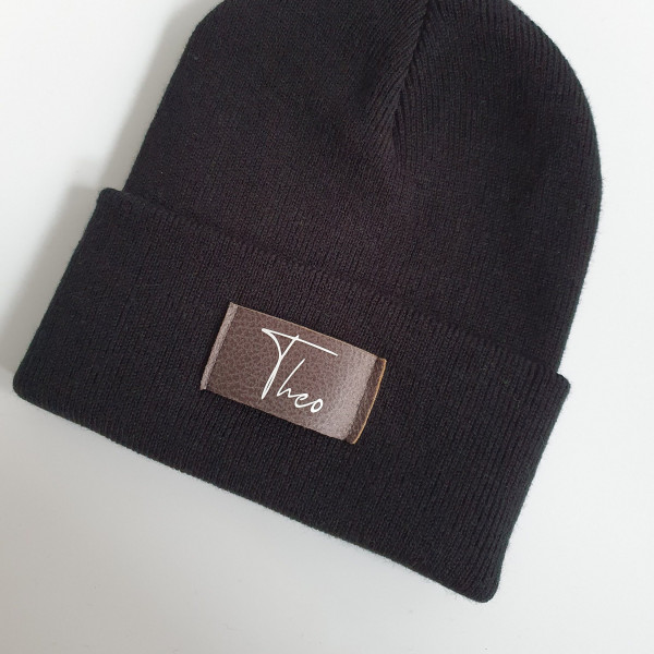 Schwarze Kinder Mütze personalisiert | Hipster Beanie | Mütze | Wintermütze | Mütze mit Namen | Herbst – Bild 3