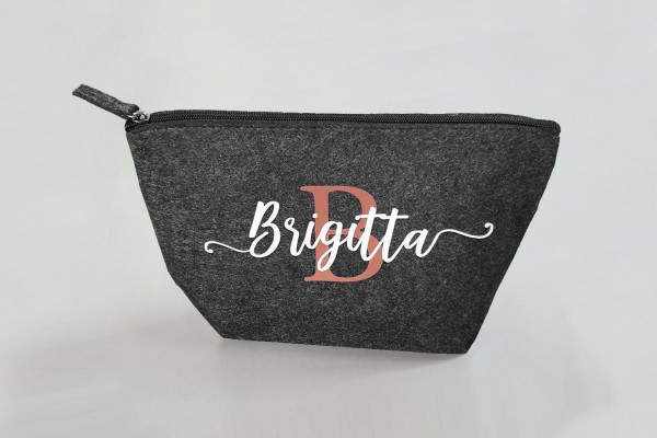 Personalisierte Kulturtasche aus Filz 19x18x9 cm | Kosmetiktasche mit Namen | Wickeltasche | Schminktasche | Geschenk | Beauty Bag – Bild 2