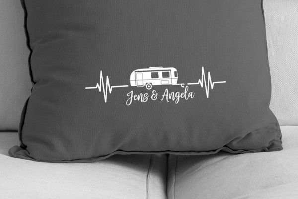 Camping - Wohnwagen Kissenhülle 50 x 50 cm personalisiert | Kissenbezug | Camping | Wohnmobil | – Bild 2