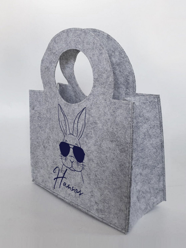 Personalisierte Oster-Tasche aus Filz 27 x 13 x 21 cm | Hase mit Sonnenbrille | Tasche mit Namen | Ostertasche | Geschenk | Ostern – Bild 6