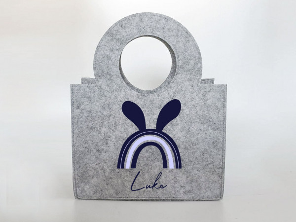 Personalisierte Oster-Tasche aus Filz 27 x 13 x 21 cm | Tasche mit Namen | Ostertasche | Osterkorb | Geschenk | Ostern – Bild 2