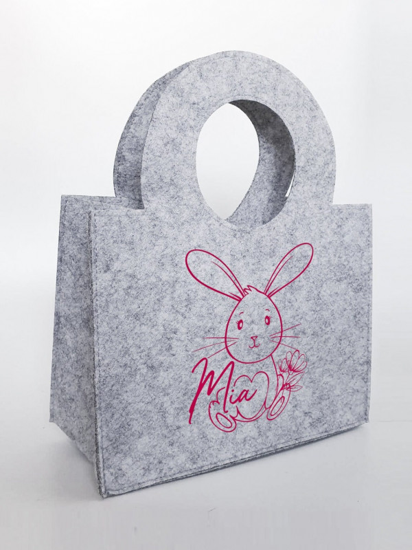 Personalisierte süße Ostertasche aus Filz 27 x 13 x 21 cm | Tasche mit Namen | Oster-Tasche | Osterkorb | Geschenk | Ostern – Bild 2
