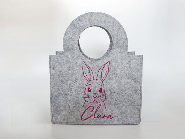 Personalisierte Oster-Tasche aus Filz 27 x 13 x 21 cm | Hase mit Sonnenbrille | Tasche mit Namen | Ostertasche | Geschenk | Ostern – Bild 3