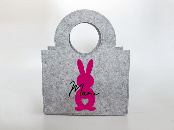 Personalisiertes Osterkörbchen aus Filz 27 x 13 x 21 cm | Tasche mit Namen | Ostertasche | Osterkorb | Geschenk | Ostern – Bild 2