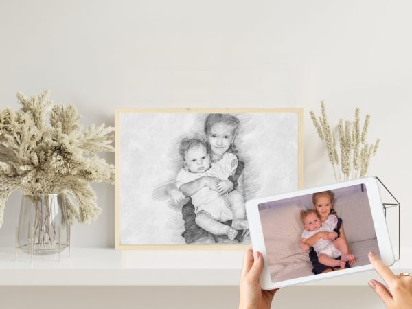 Personalisierte Bleistift Zeichnung vom Foto | Digitale Skizze | Bleistiftzeichnung | Individuelle Zeichnung | Bleistiftskizze | Portait – Bild 5