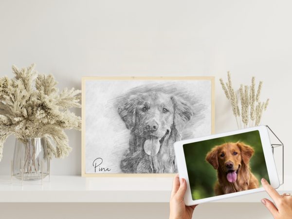 Digitale Bleistift Zeichnung von deinem Haustier | Skizze vom Foto | Individuelle Bleistiftskizze | Hund | Katze | Pferd | Tier | Bild – Bild 3
