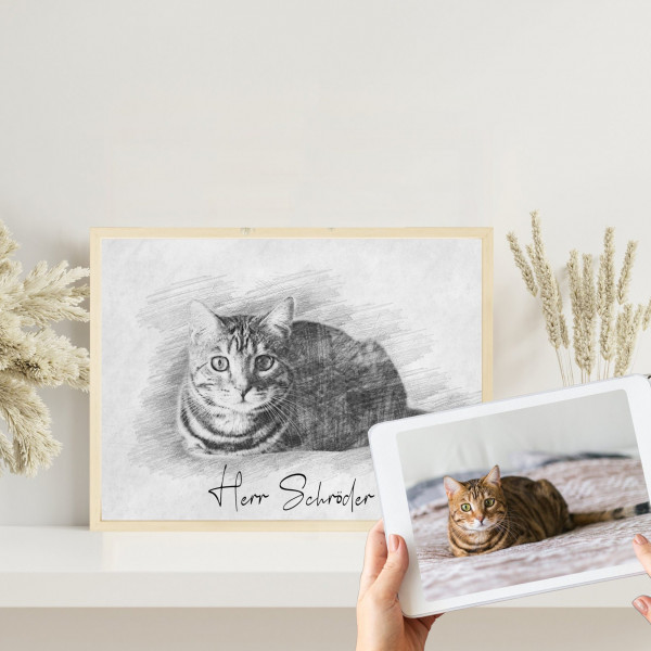 Digitale Bleistift Zeichnung von deinem Haustier | Skizze vom Foto | Individuelle Bleistiftskizze | Hund | Katze | Pferd | Tier | Bild