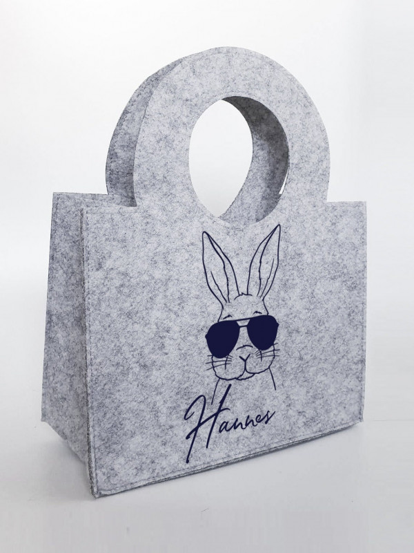Personalisierte Oster-Tasche aus Filz 27 x 13 x 21 cm | Hase mit Sonnenbrille | Tasche mit Namen | Ostertasche | Geschenk | Ostern – Bild 8