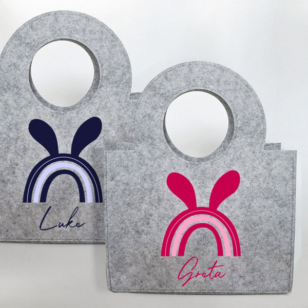Personalisierte Oster-Tasche aus Filz 27 x 13 x 21 cm | Tasche mit Namen | Ostertasche | Osterkorb | Geschenk | Ostern