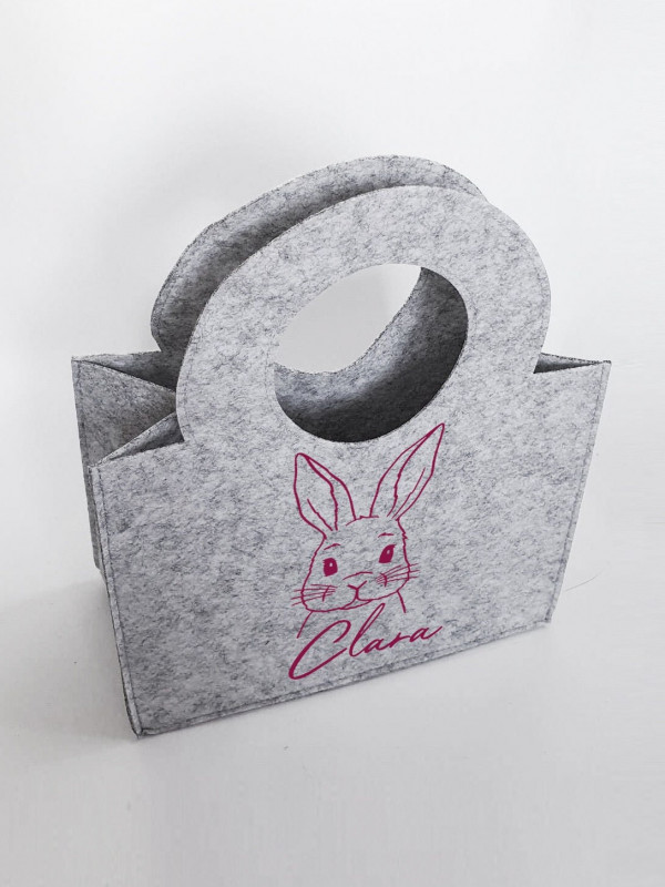 Personalisierte Oster-Tasche aus Filz 27 x 13 x 21 cm | Hase mit Sonnenbrille | Tasche mit Namen | Ostertasche | Geschenk | Ostern – Bild 5