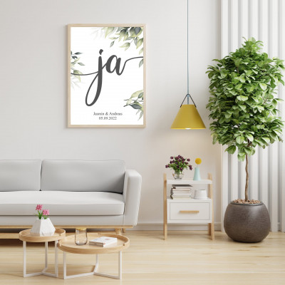 Personalisiertes Hochzeits Poster | Hochzeit | Wedding | Ja | Geschenk | Plakat | Bild | Name | Geschenk | Paar | persönlich | Eukalyptus