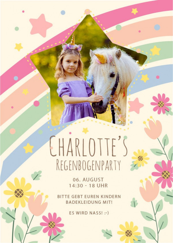 Digitale Einladung mit Foto zum Geburtstag - Karte - Whats App, EMail oder zum ausdrucken - Party - Einladungskarte - Personalisiert – Bild 3