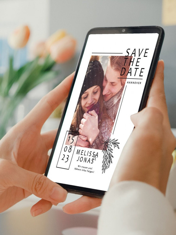 Digitale Save the Date Karte - Whats App, EMail oder zum ausdrucken - Einladung - Einladungskarte - Personalisiert - Hochzeit – Bild 5