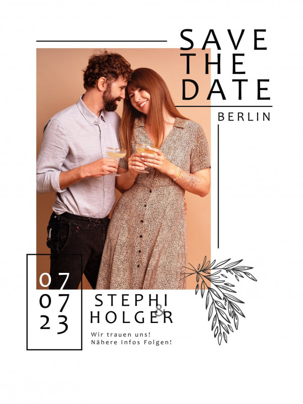 Digitale Save the Date Karte - Whats App, EMail oder zum ausdrucken - Einladung - Einladungskarte - Personalisiert - Hochzeit – Bild 4