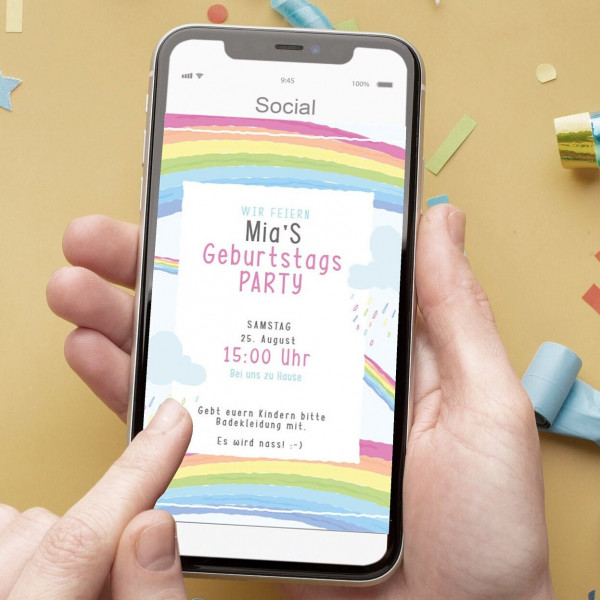 Digitale Einladung zum Geburtstag - Karte - Whats App, EMail oder zum ausdrucken - Party - Einladungskarte - Personalisiert