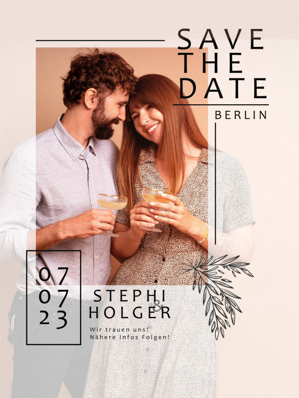 Digitale Save the Date Karte - Whats App, EMail oder zum ausdrucken - Einladung - Einladungskarte - Personalisiert - Hochzeit – Bild 3