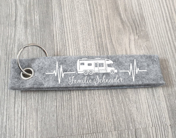 Wohnmobil Schlüsselanhänger personalisiert mit Wunschtext, Camping, Anhänger mit Text, Schlüsselanhänger, Geschenkidee, Doppelachser – Bild 6
