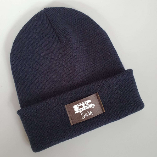 Camping Mütze personalisiert | Hipster Beanie | Mütze | Wintermütze | Blaue Mütze mit Namen | Kinder und/oder Erwachsene | Wohnwagen | Bulli – Bild 5