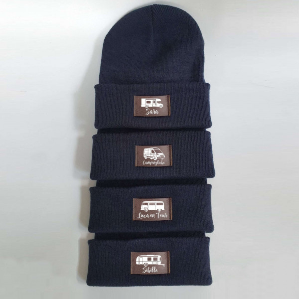 Camping Mütze personalisiert | Hipster Beanie | Mütze | Wintermütze | Blaue Mütze mit Namen | Kinder und/oder Erwachsene | Wohnwagen | Bulli – Bild 10
