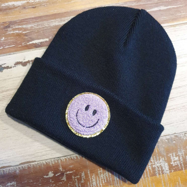 Blaue Kinder Mütze SMILEY | Hipster Beanie | Mütze | Wintermütze | Blaue Mütze mit Smiley | Herbst – Bild 2