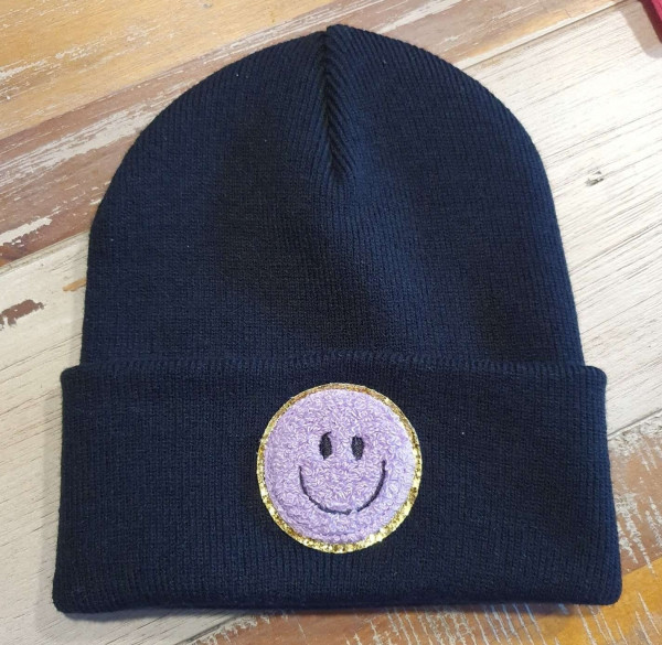 Blaue Kinder Mütze SMILEY | Hipster Beanie | Mütze | Wintermütze | Blaue Mütze mit Smiley | Herbst – Bild 4